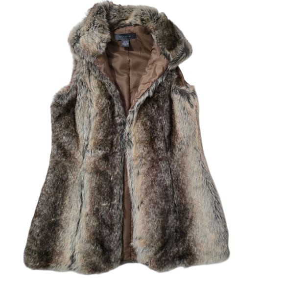 Suzy Shier | Faux Fur Long Vest | XS Boho Glam Sleeveless Layering Jacket - Picture 2 of 9